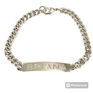Vintage Name ID Bracelet BRIANA Silver Tone Rhodium Plated 7.5" Girls Teen 90's